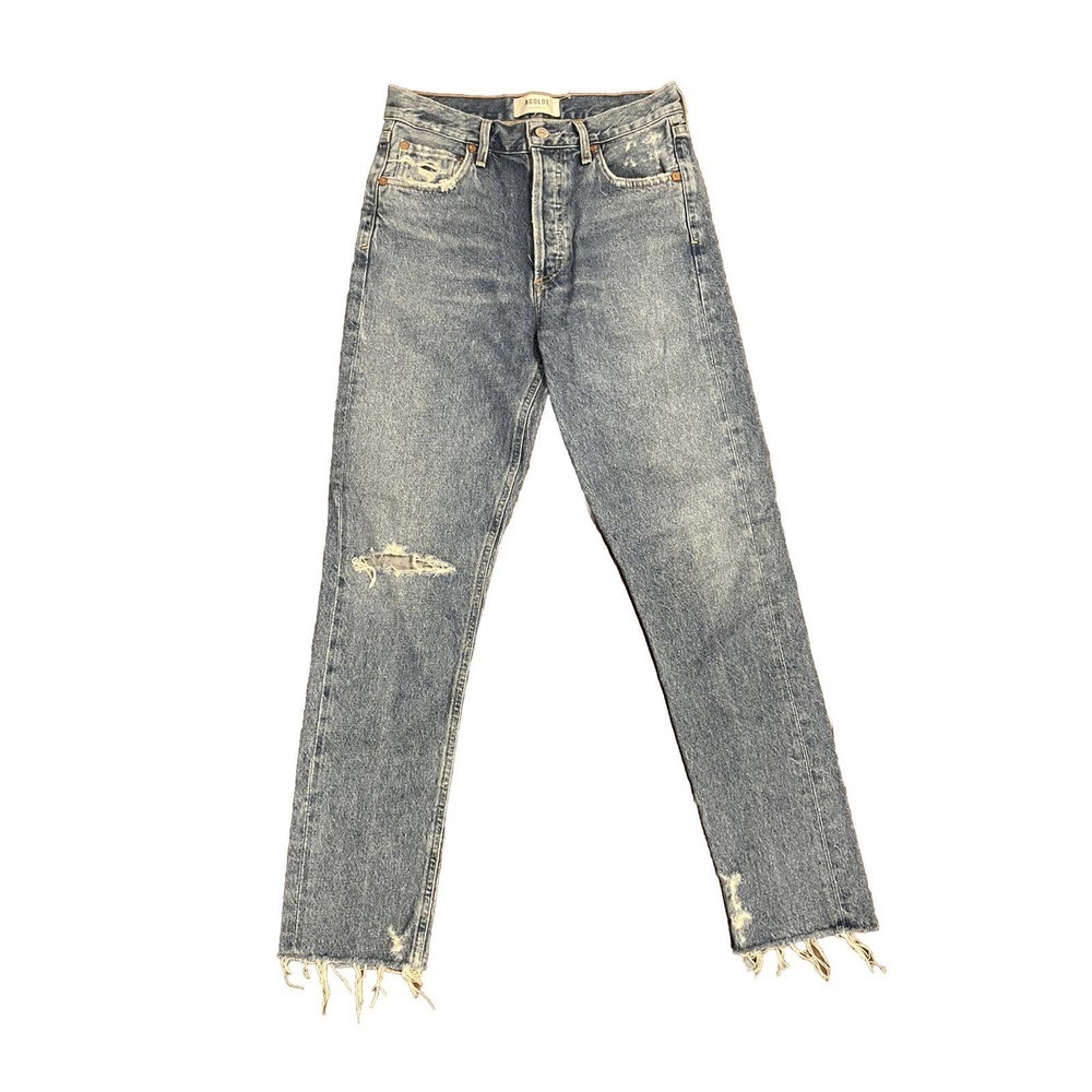 AGOLDE Jamie High Waist Classic Fit Jeans High Rise Medium Wash Distressed 25 0